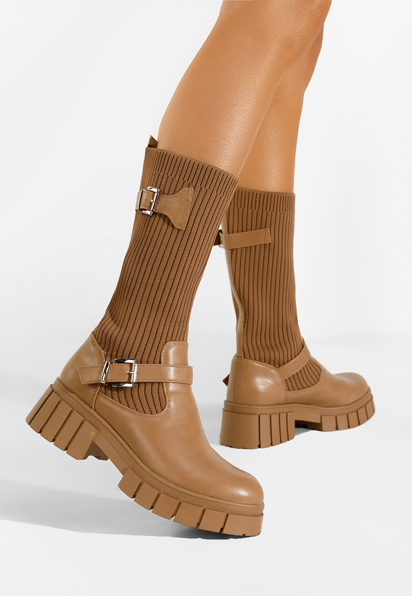 Hnedé ponožkové čižmy Navia