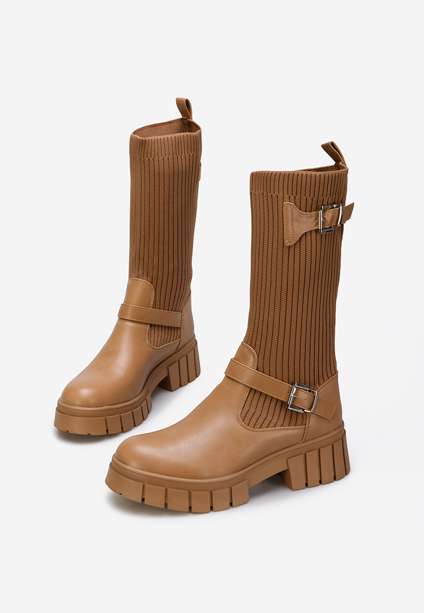 Hnedé ponožkové čižmy Navia