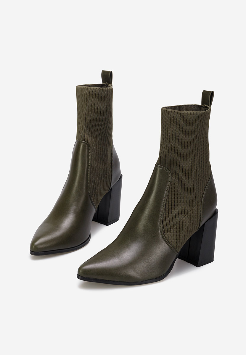 Zelené členkové čižmy na hrubom podpätku Vinuele