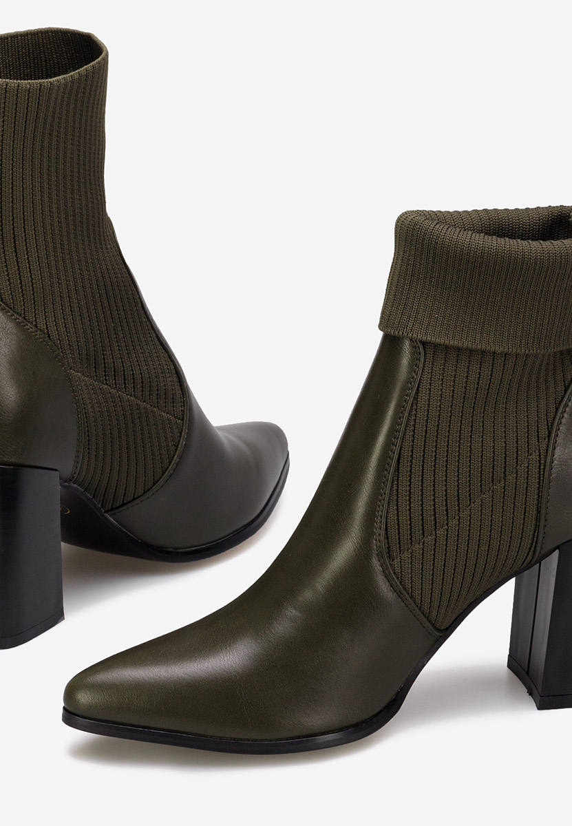 Zelené členkové čižmy na hrubom podpätku Vinuele