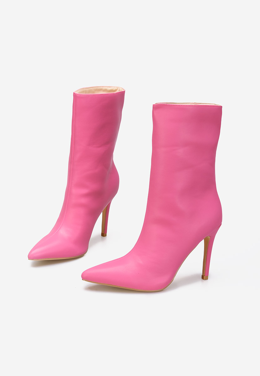 Fuchsiové členkové čižmy na tenkom podpätku Ribera