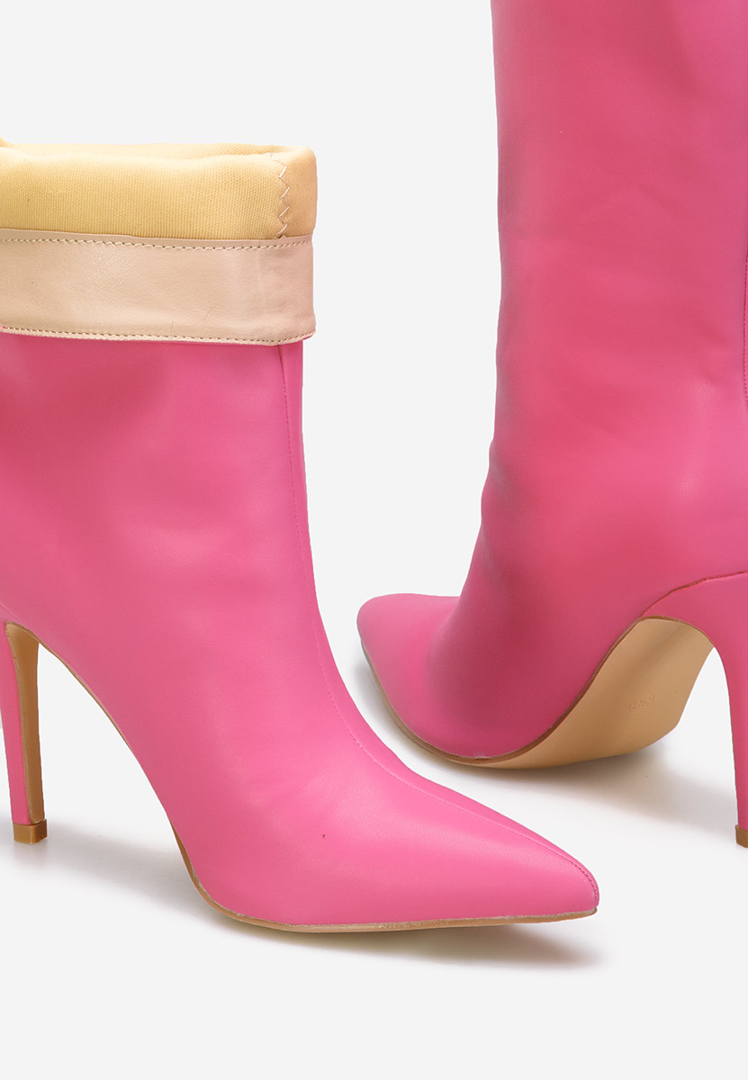 Fuchsiové členkové čižmy na tenkom podpätku Ribera