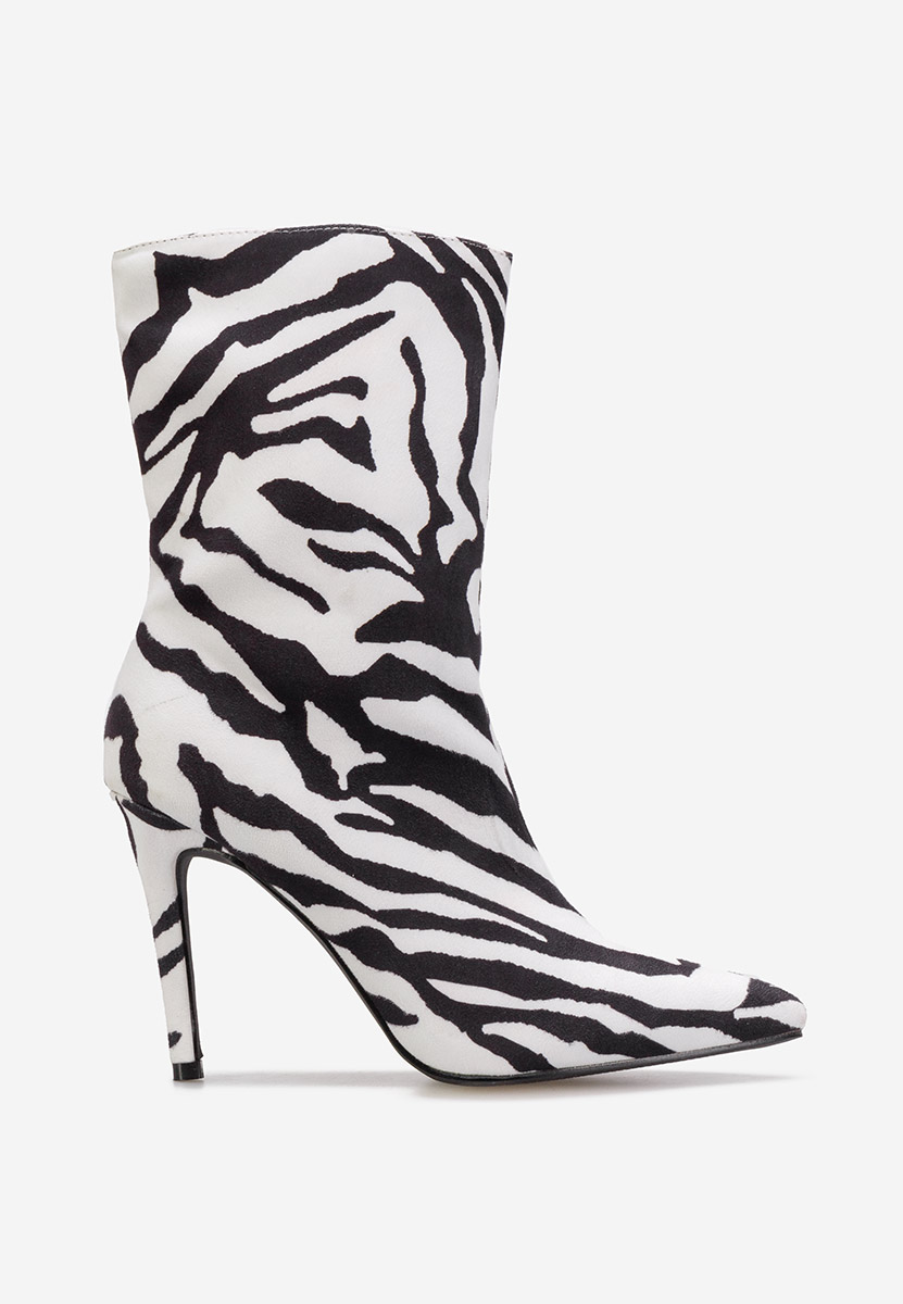 Biele členkové čižmy na tenkom podpätku Ribera V2