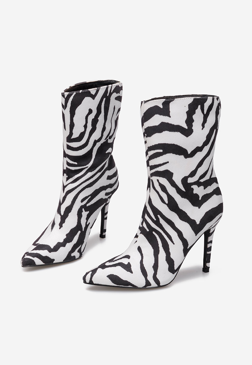 Biele členkové čižmy na tenkom podpätku Ribera V2