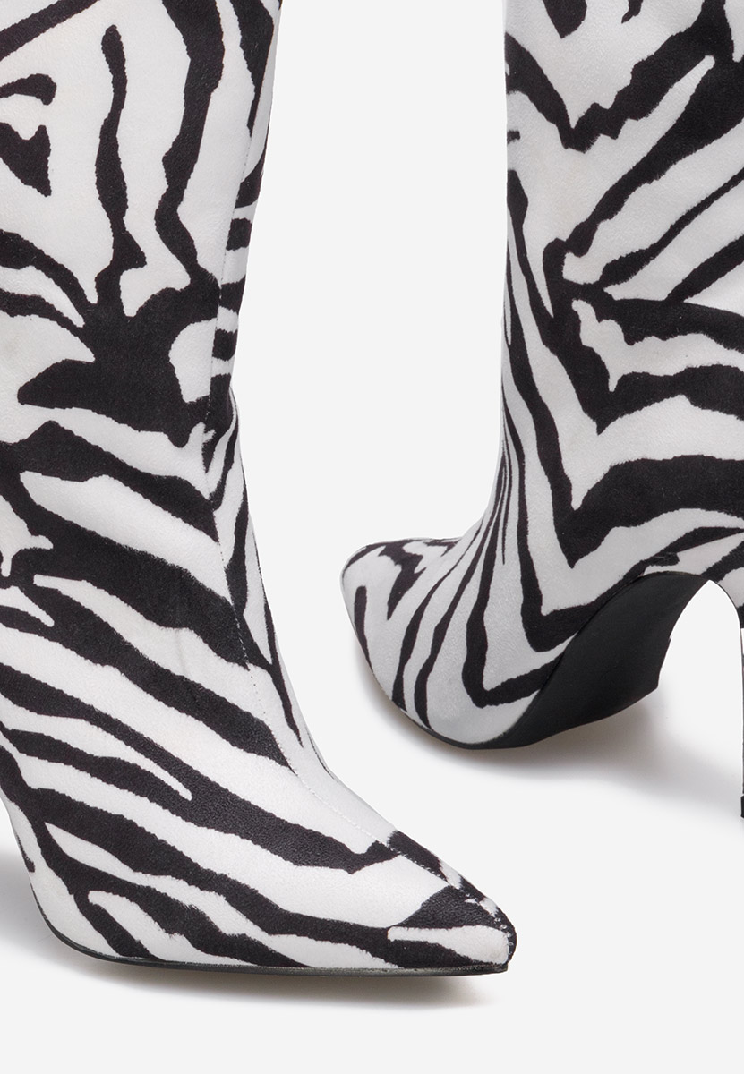 Biele členkové čižmy na tenkom podpätku Ribera V2