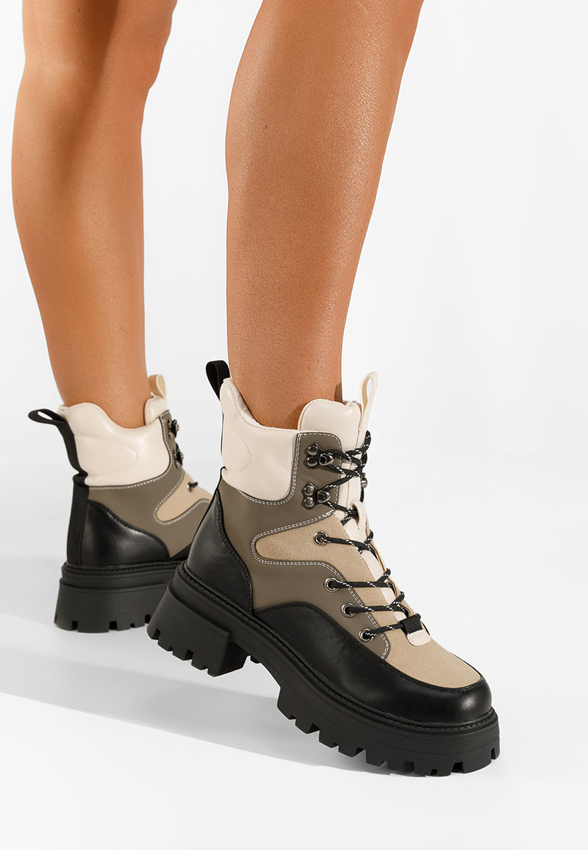 Čierne šnurovacie členkové topánky Trapera