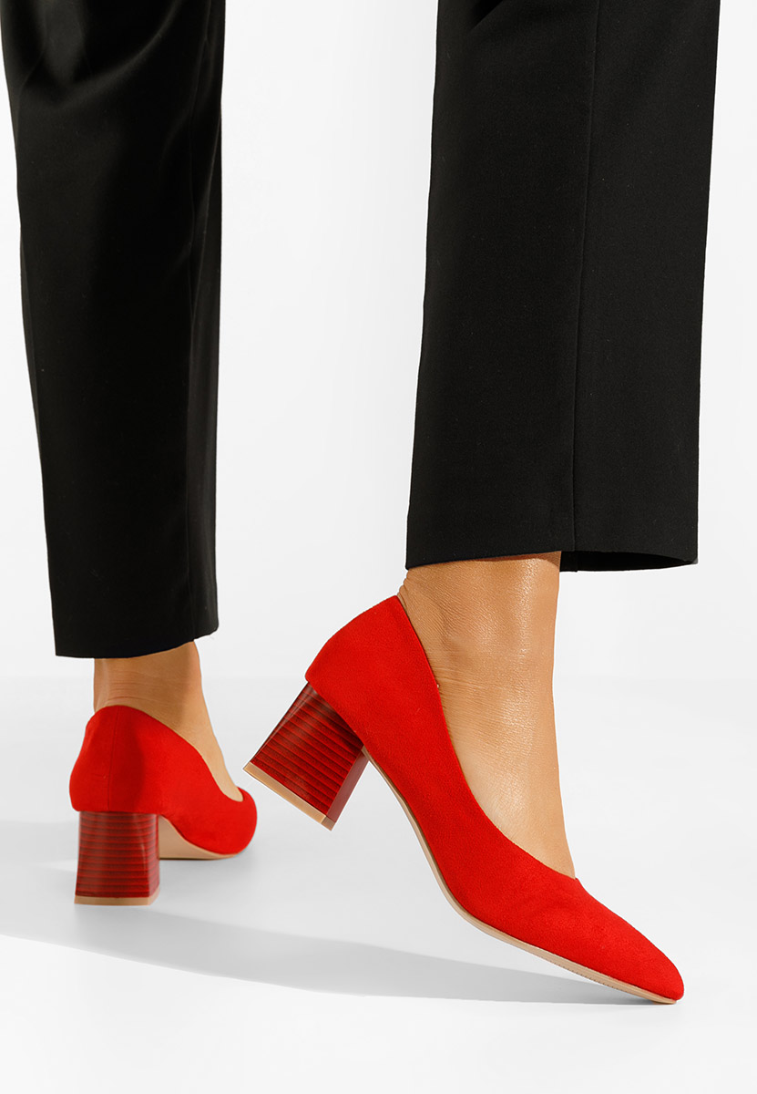 Červené lodičky na hrubom opätku Salma