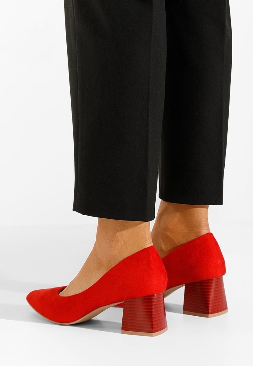 Červené lodičky na hrubom opätku Salma