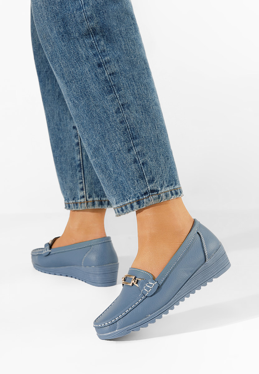 Modré kožené mokasíny dámske Fahima