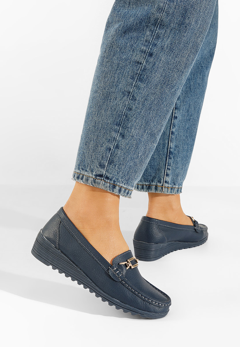 Tmavomdoré kožené mokasíny dámske Fahima