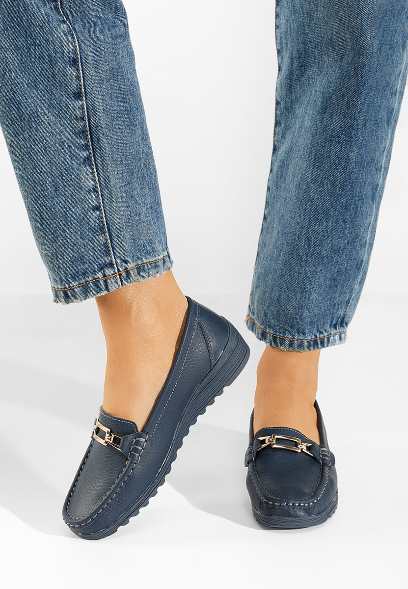 Tmavomdoré kožené mokasíny dámske Fahima