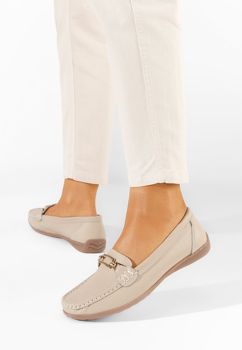Béžové kožené mokasíny dámske Celetina