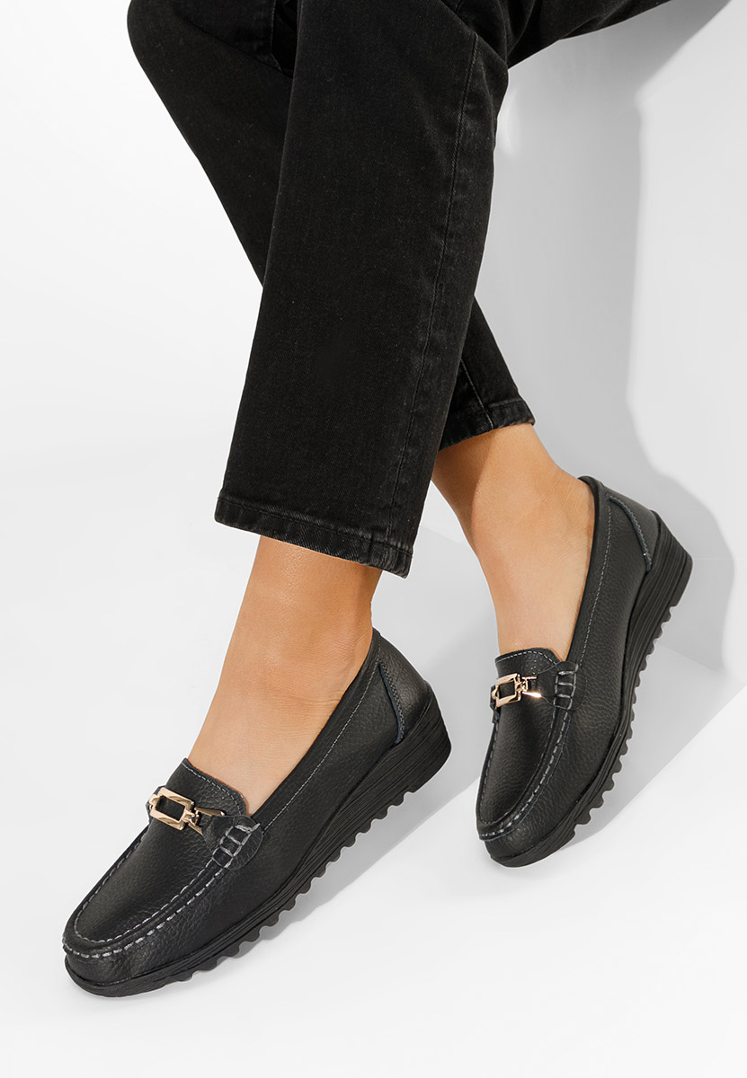 čierne dámske mokasíny na platforme Fahima