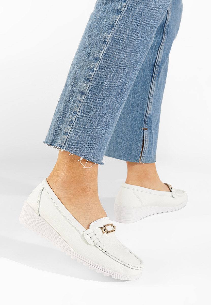 Biele kožené mokasíny dámske Fahima