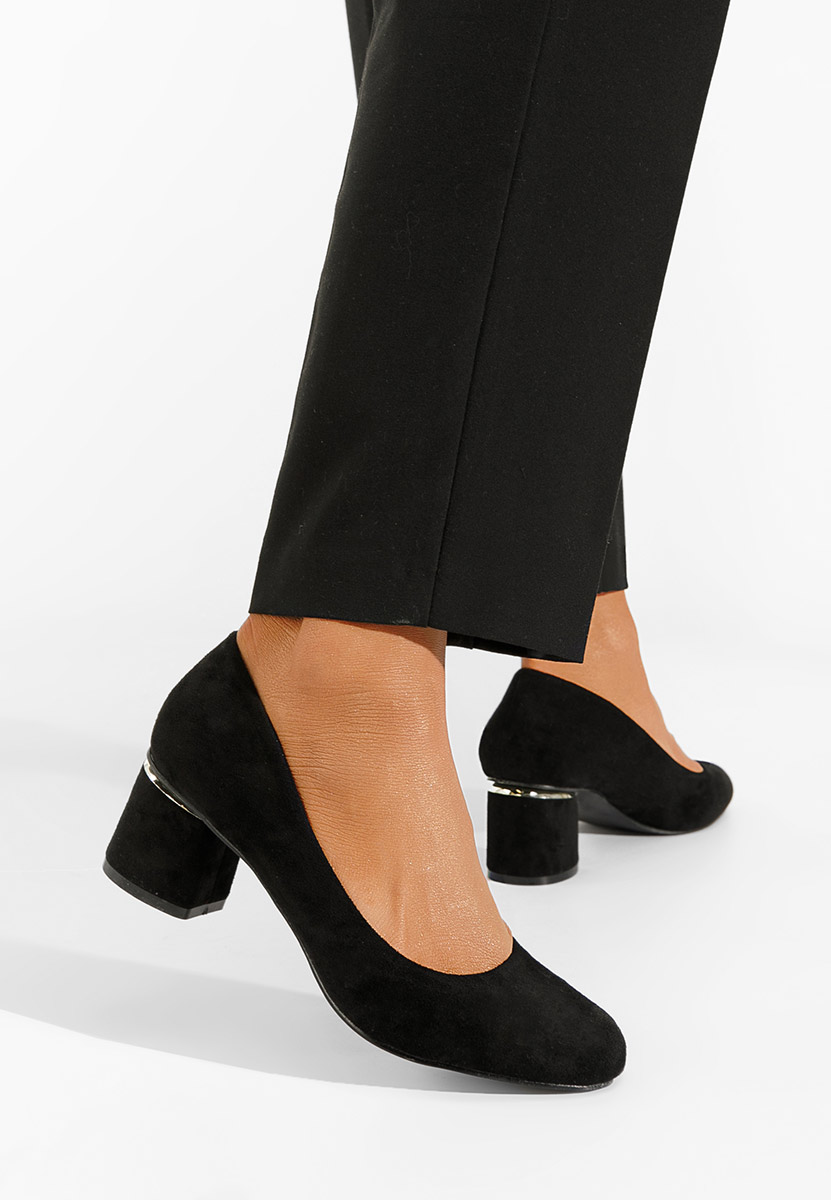 Čierne lodičky na hrubom opätku Cabrilia