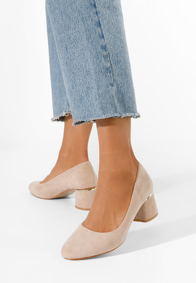 Khaki lodičky na hrubom opätku Cabrilia