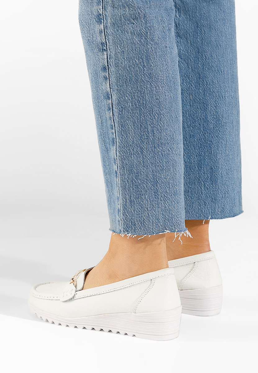 Biele kožené mokasíny dámske Fahima