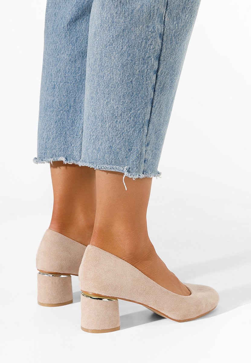 Khaki lodičky na hrubom opätku Cabrilia