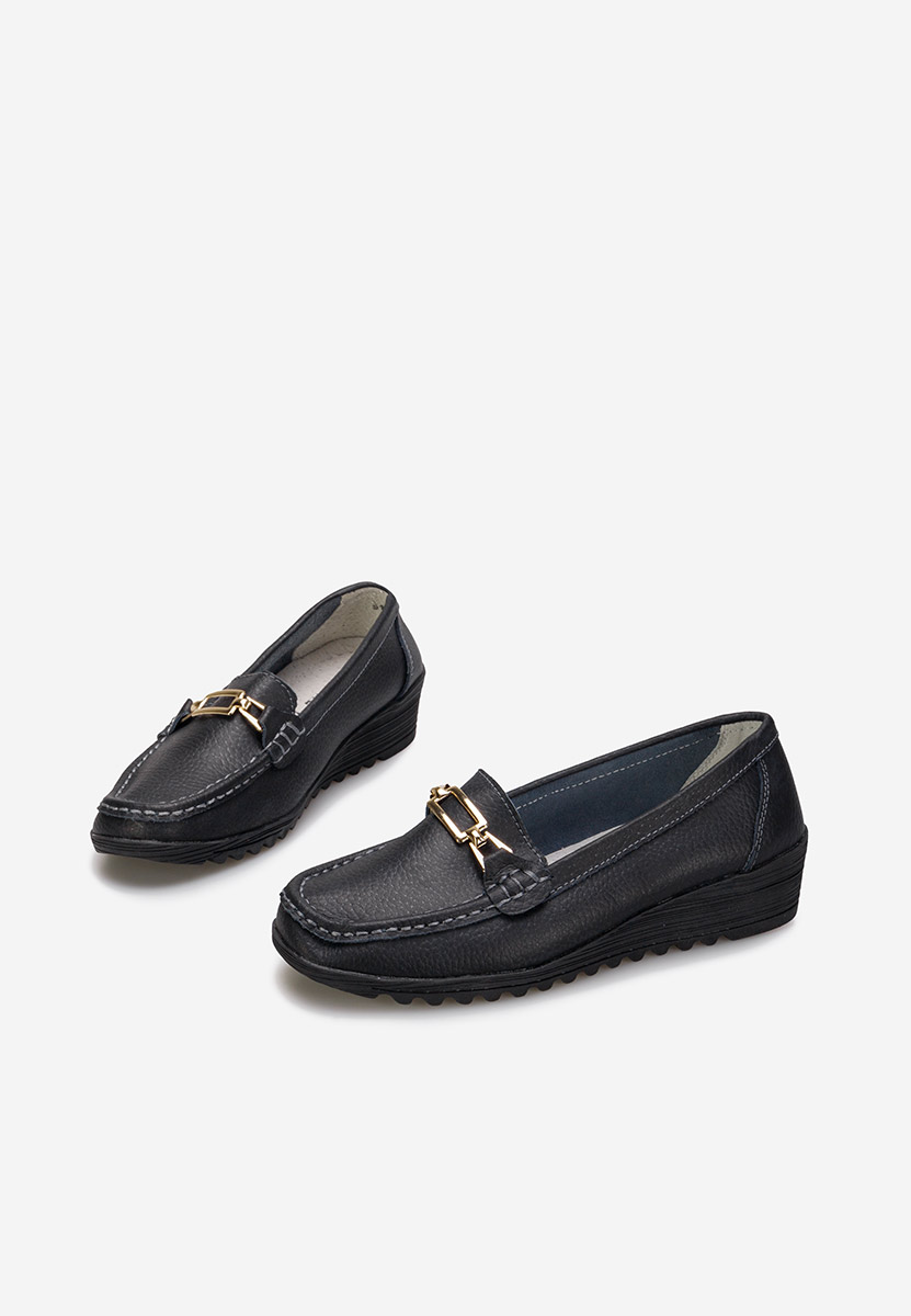 čierne dámske mokasíny na platforme Fahima