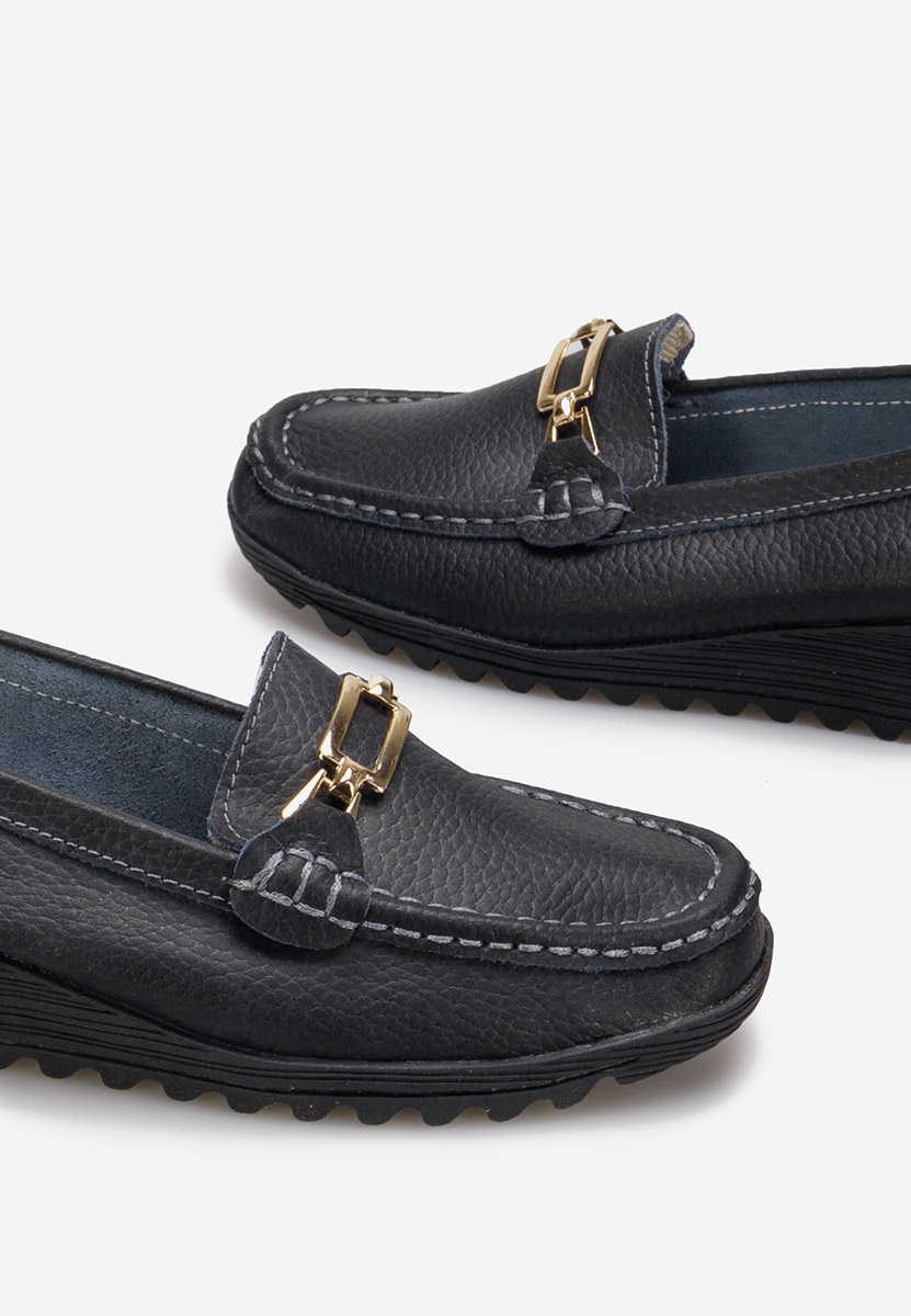 čierne dámske mokasíny na platforme Fahima