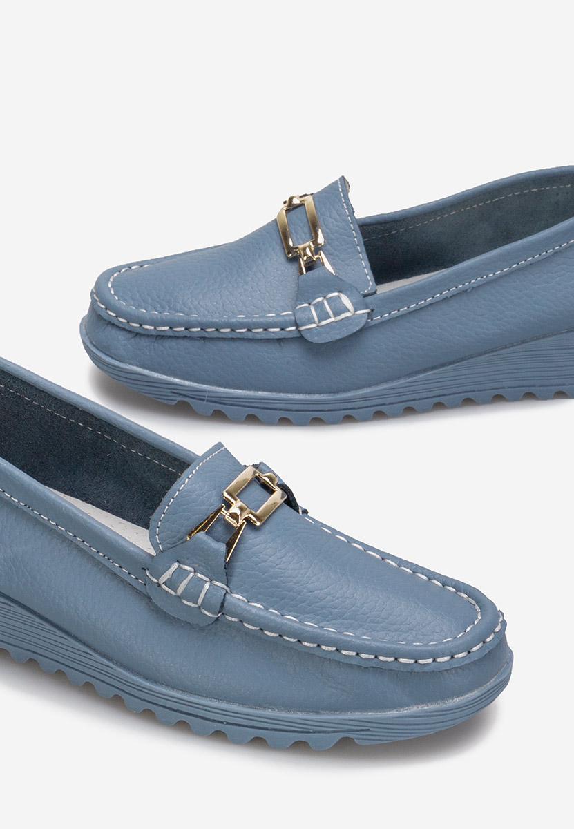 Modré kožené mokasíny dámske Fahima