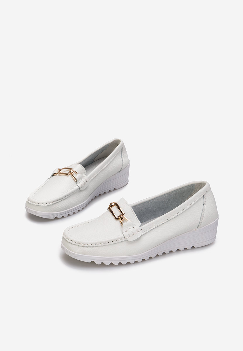 Biele kožené mokasíny dámske Fahima