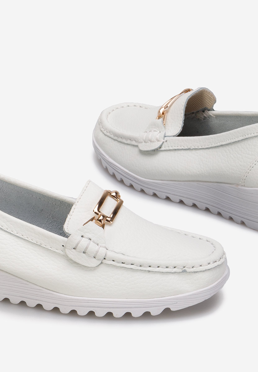 Biele kožené mokasíny dámske Fahima