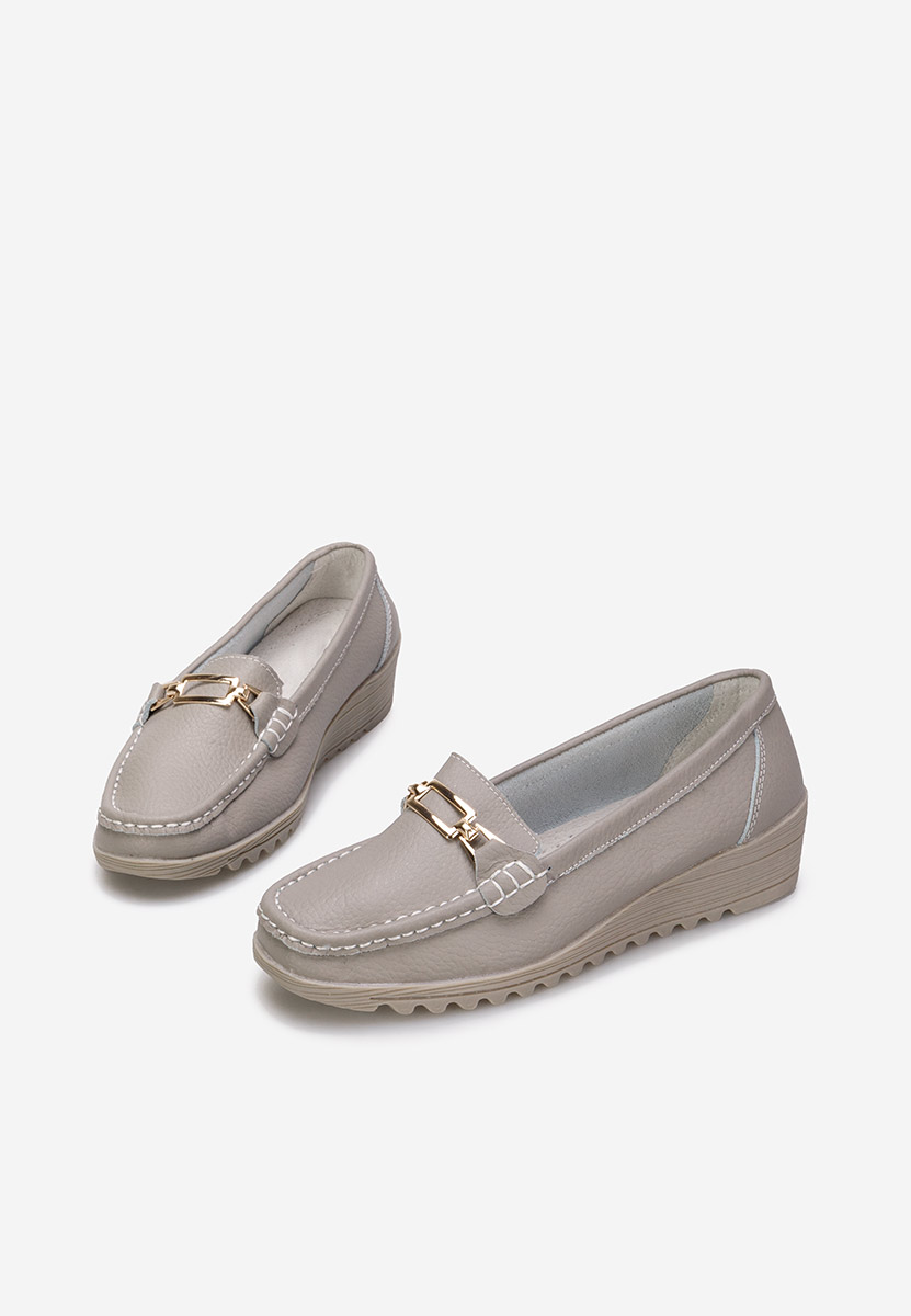 Sivé kožené mokasíny dámske Fahima