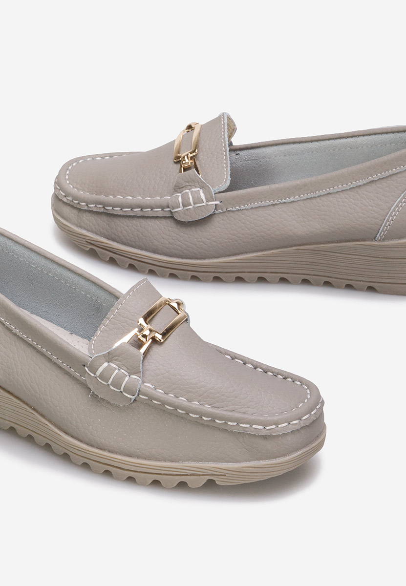 Sivé kožené mokasíny dámske Fahima
