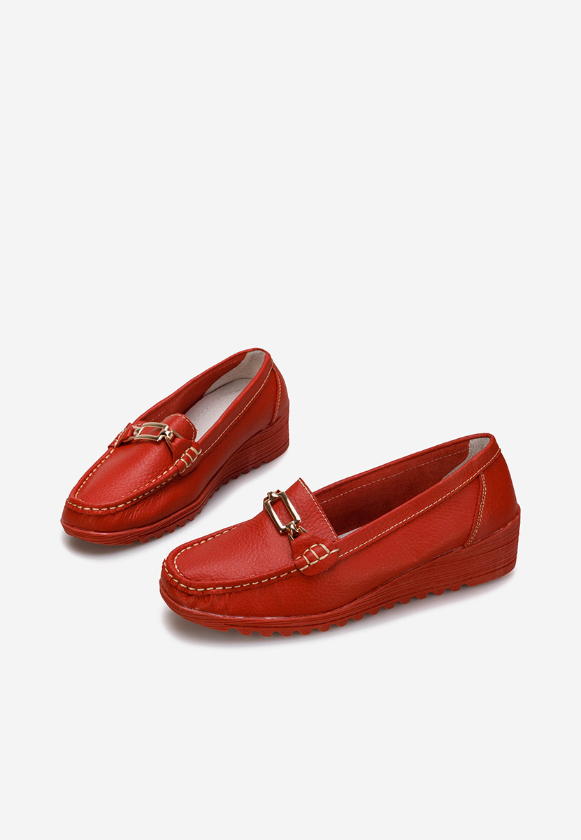 Červené kožené mokasíny dámske Fahima