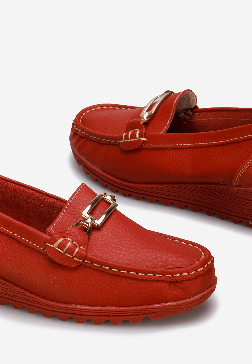 Červené kožené mokasíny dámske Fahima