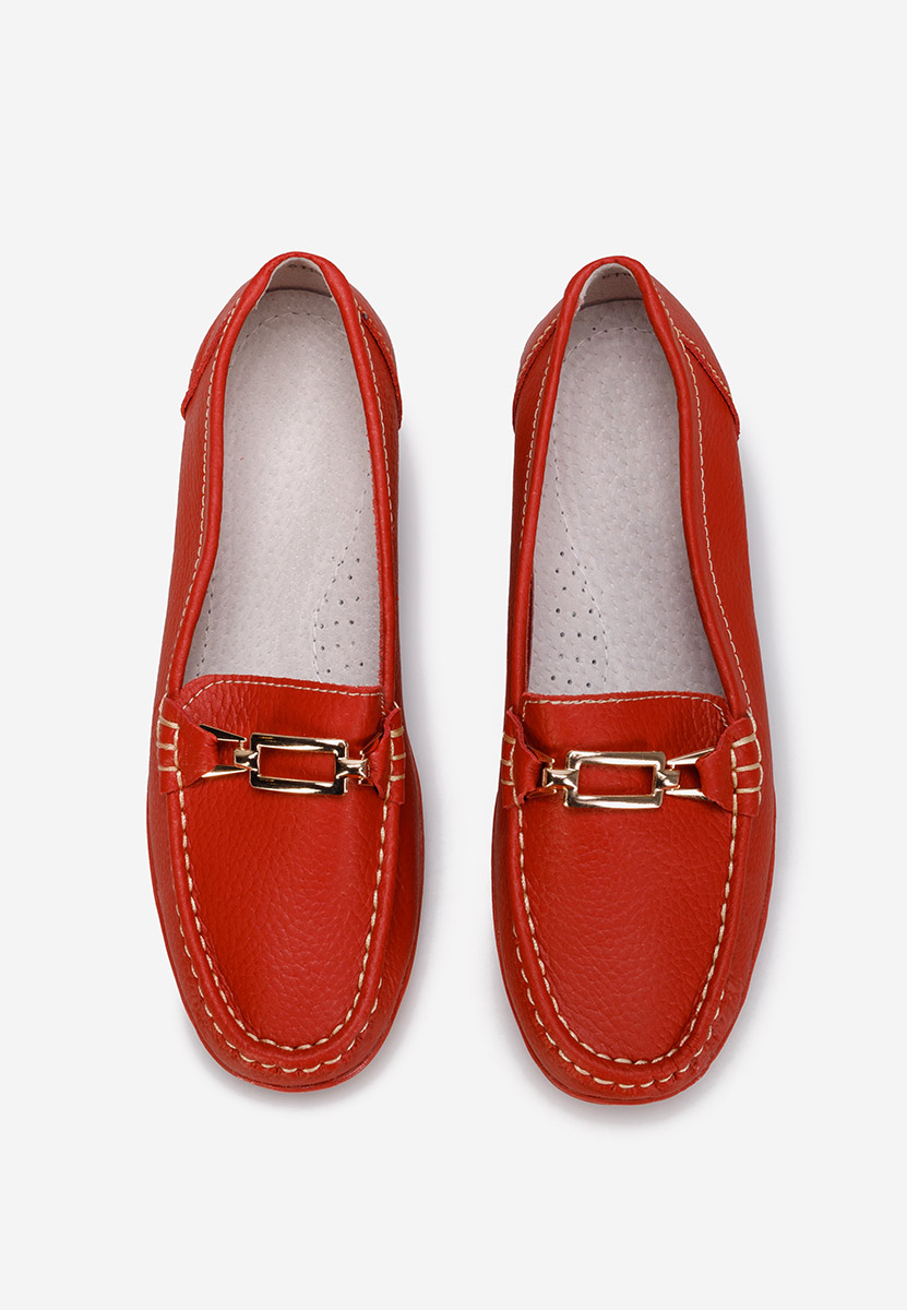 Červené kožené mokasíny dámske Fahima