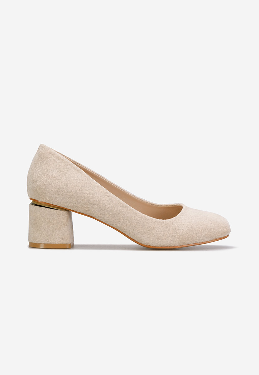 Béžové lodičky na hrubom opätku Cabrilia