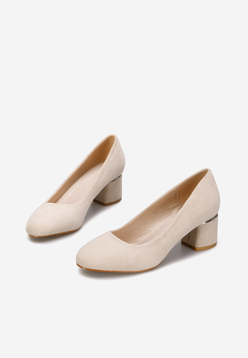 Béžové lodičky na hrubom opätku Cabrilia