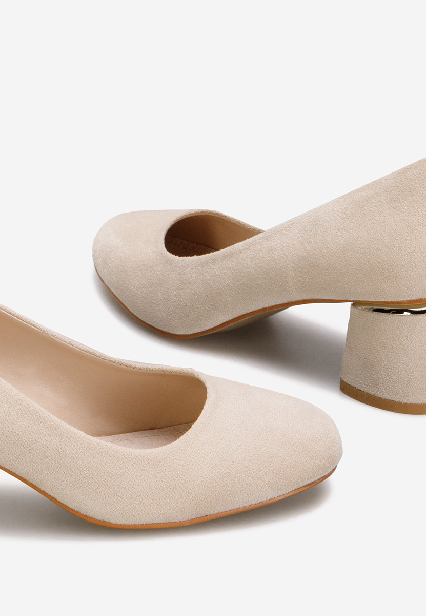 Béžové lodičky na hrubom opätku Cabrilia