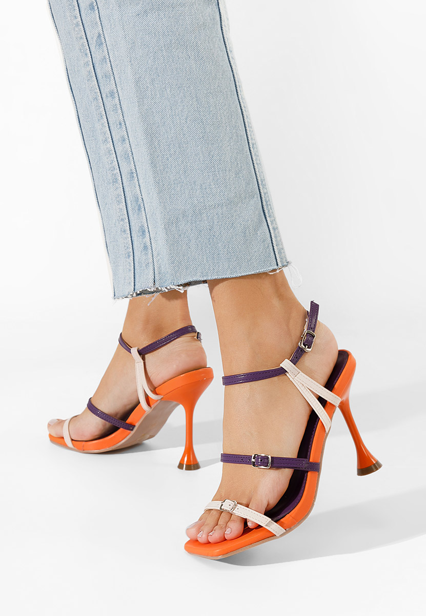 Oranžová sandále na tenkom podpätku Divina