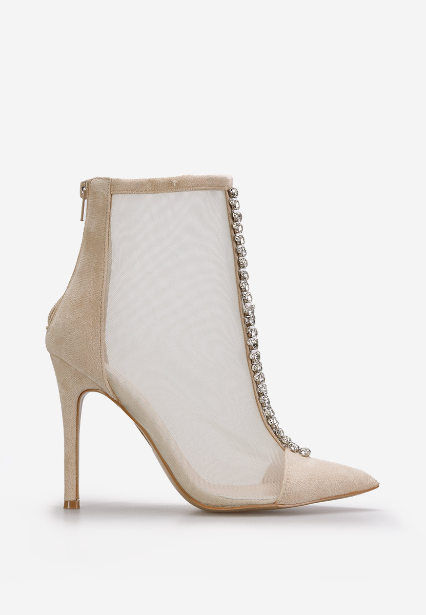 Béžové členkové čižmy na tenkom podpätku Cenza