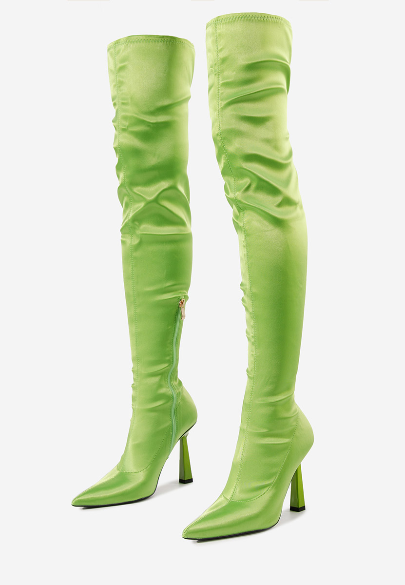 Zelené čižmy na tenkom podpätku Mina