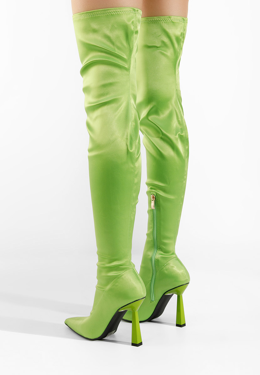 Zelené čižmy na tenkom podpätku Mina