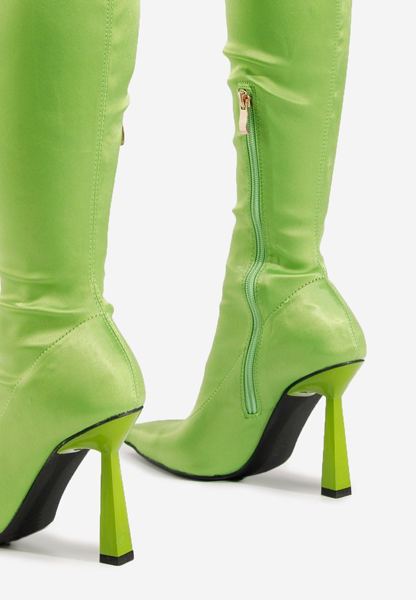 Zelené čižmy na tenkom podpätku Mina