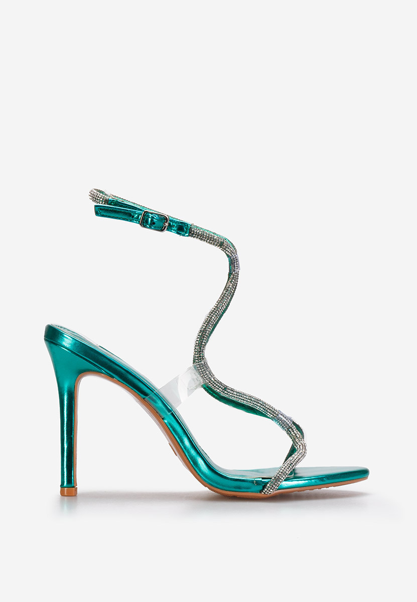 Tyrkysové sandále na tenkom podpätku Yulina