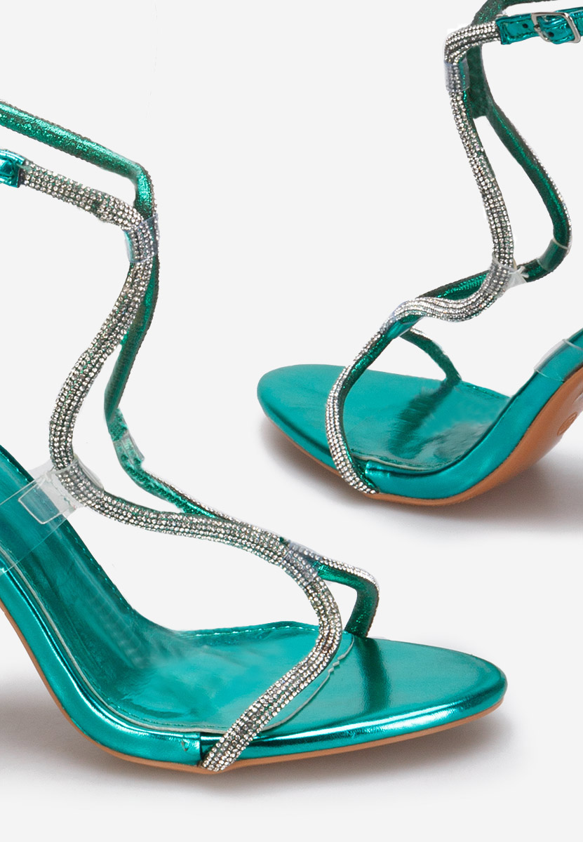 Tyrkysové sandále na tenkom podpätku Yulina