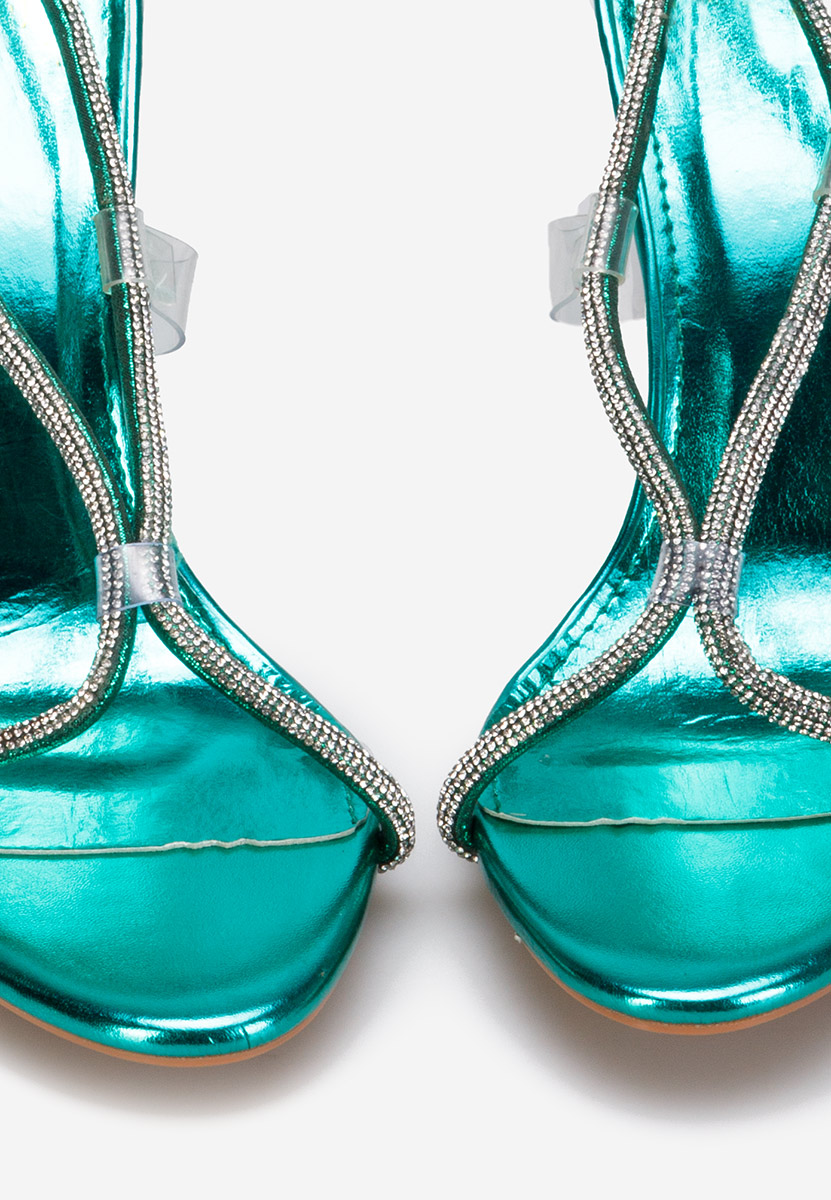 Tyrkysové sandále na tenkom podpätku Yulina