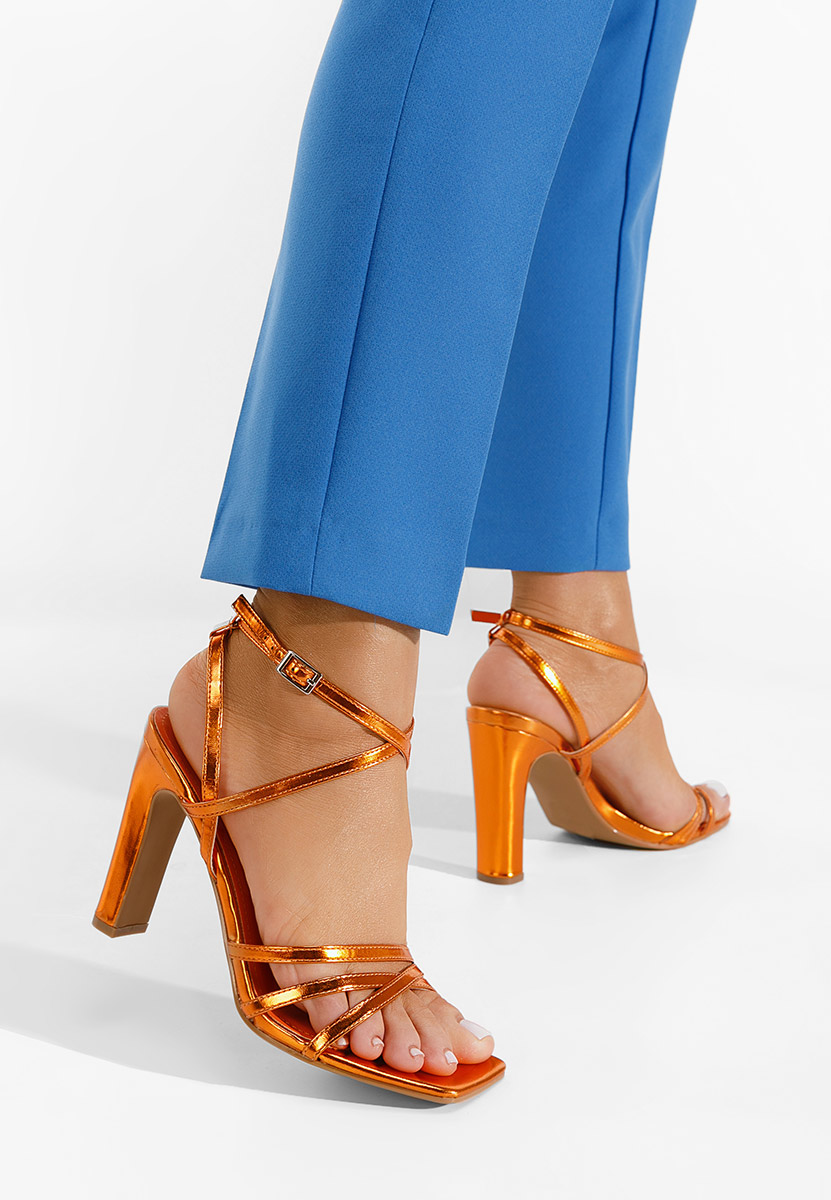 Oranžová sandále na hrubom podpätku Ayleen