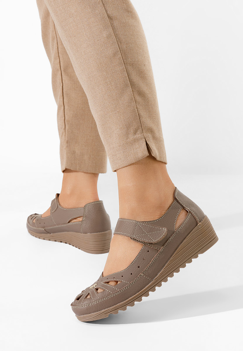 Khaki balerínky na platforme Cassina