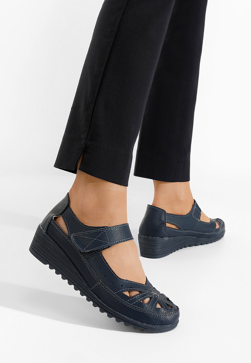 Modré balerínky na platforme Cassina