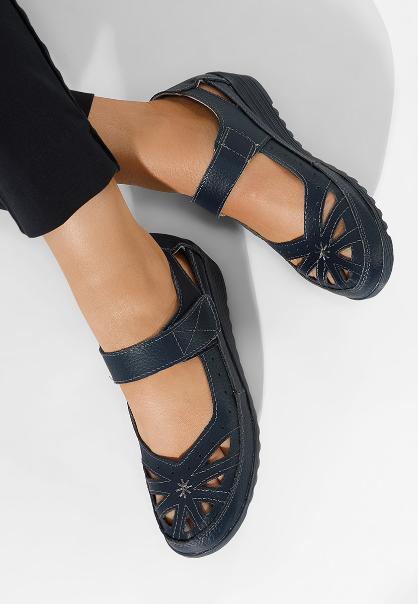 Modré balerínky na platforme Cassina