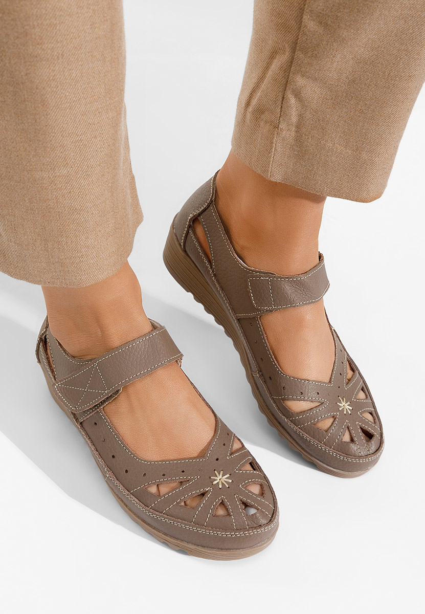 Khaki balerínky na platforme Cassina