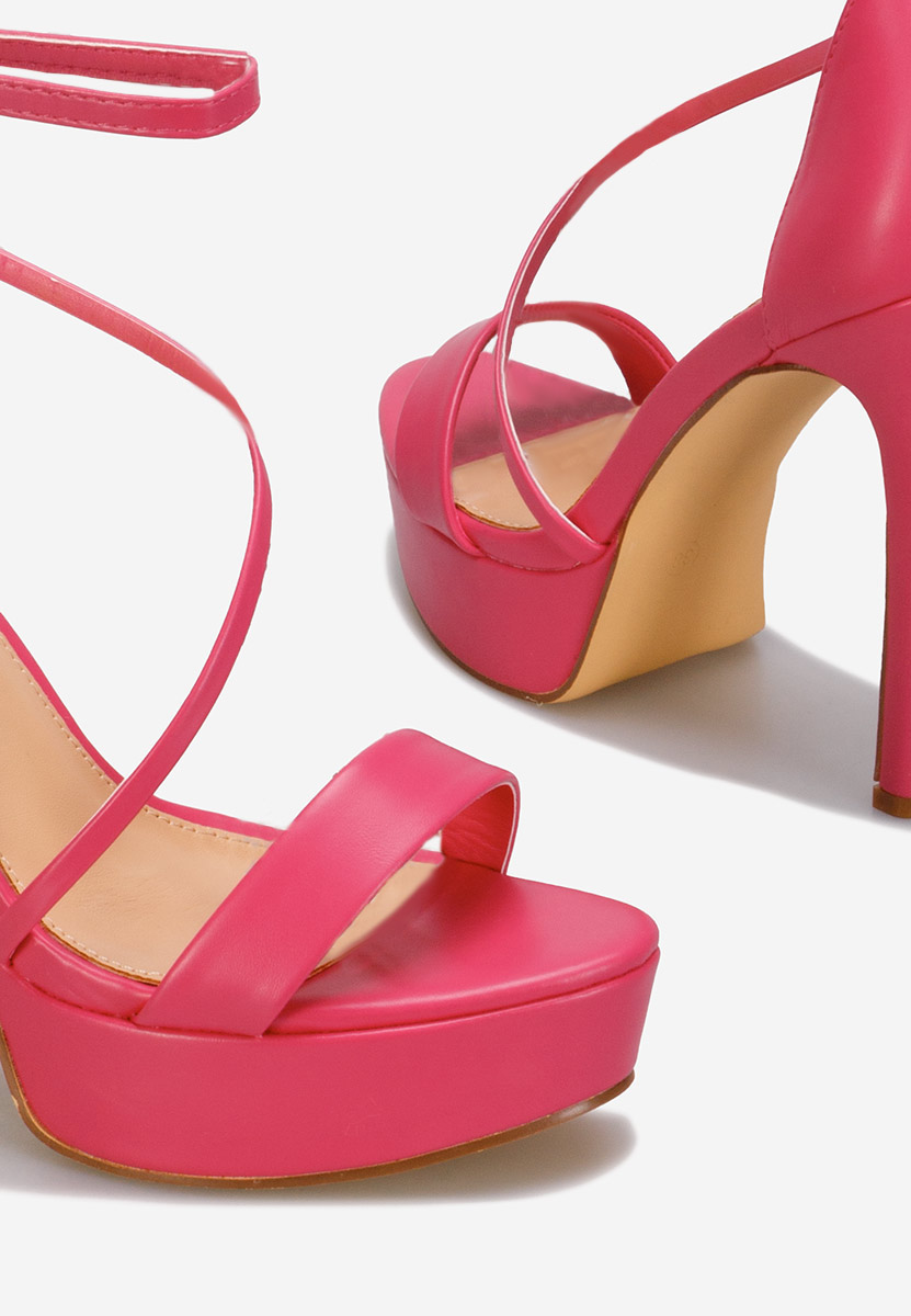 Fuchsiové sandále na hrubom podpätku a platforme Jordy