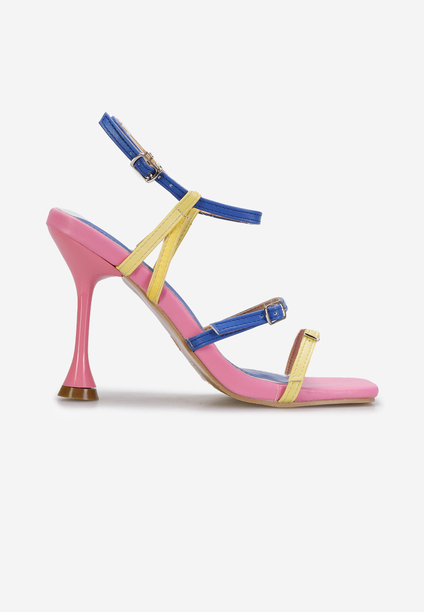 Viacfarebné sandále na tenkom podpätku Divina